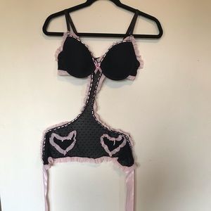 Pink and black push up lingerie